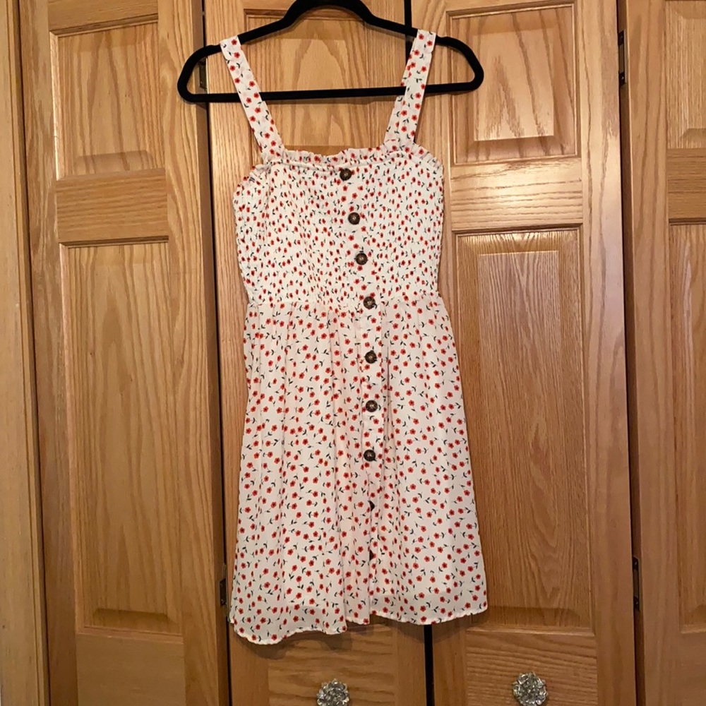 Red flower summer dress